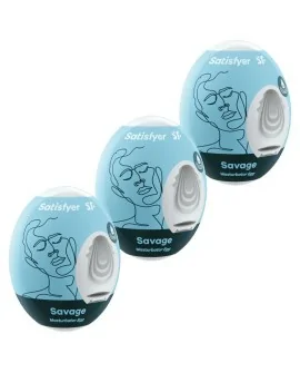 SATISFYER 3 HUEVOS MASTURBADORES - SAVAGE