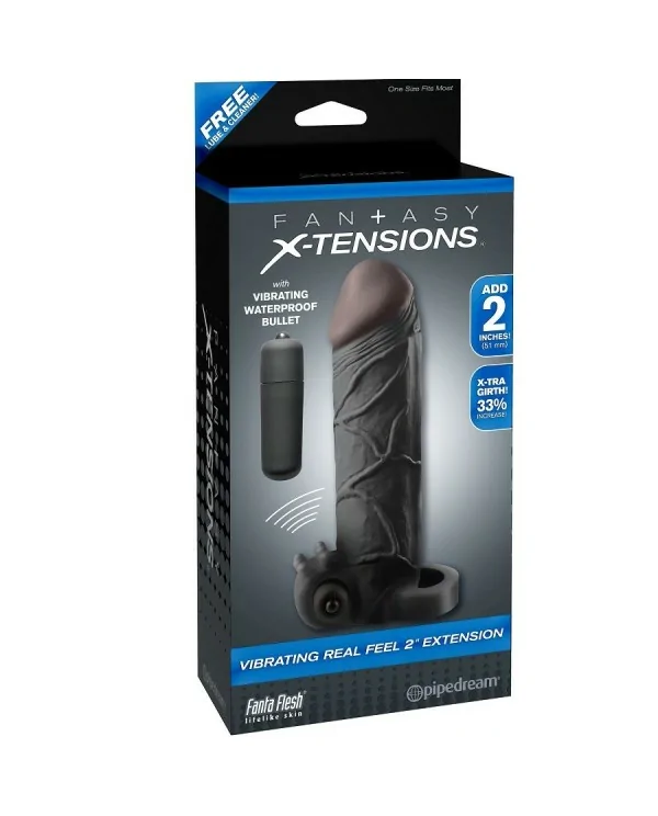 EXTENSION PARA EL PENE CON VIBRADOR REAL FEEL 2 NEGRO