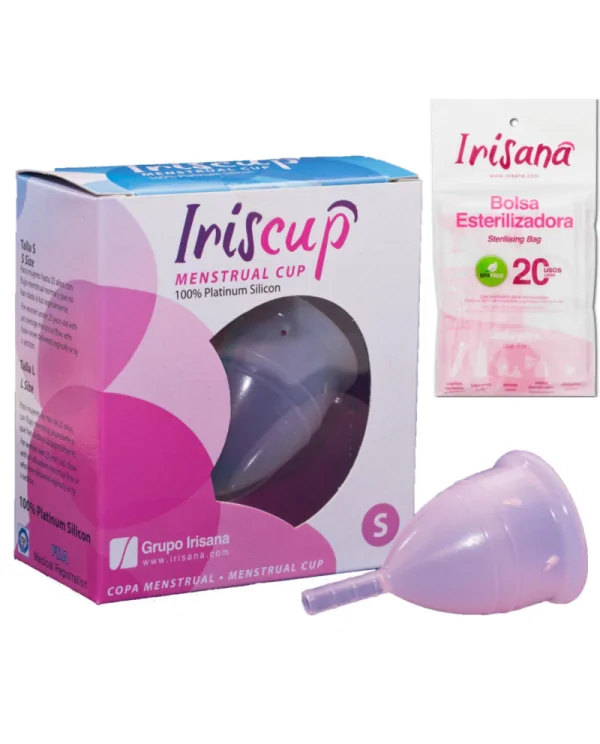 IRISCUP COPA MESTRUAL ROSA PEQUENA BOLSA ESTERILIZADORA GRATIS