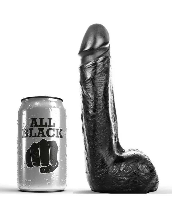 ALL BLACK DILDO REALISTICO NEGRO SUAVE 20 CM