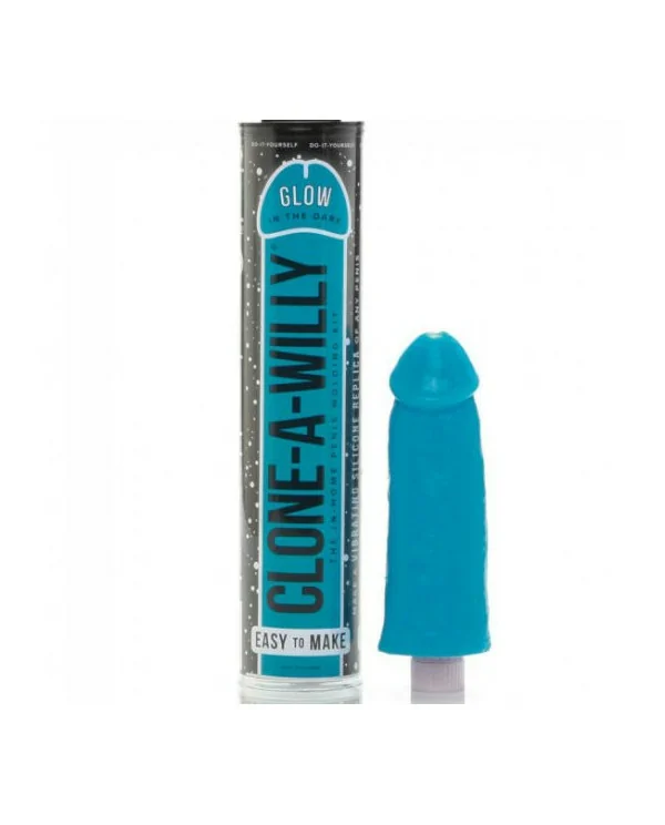 CLONE A WILLY CLONADOR PENE AZUL LUMINISCENTE CON VIBRADOR