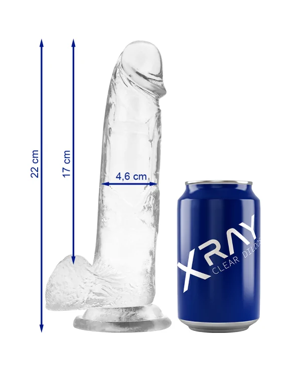 XRAY CLEAR DILDO REALISTA TRANSPARENTE 22CM X 46CM