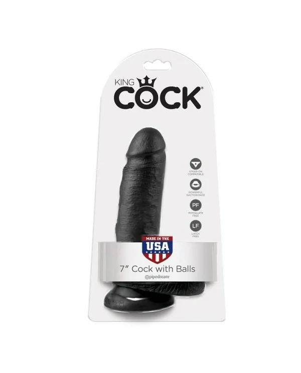 KING COCK 7 PENE REALISTICO NEGRO 178CM