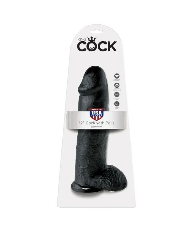 KING COCK 12 PENE REALISTICO NEGRO 3048 CM