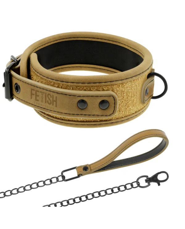 FETISH SUBMISSIVE ORIGEN COLLAR CON CADENA CON FORRO DE NEOPRENO