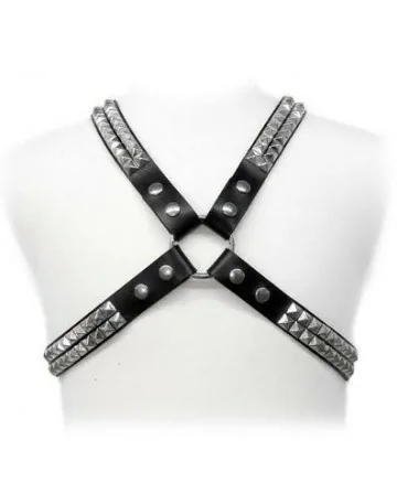 LEATHER BODY PYRAMID STUD HARNESS