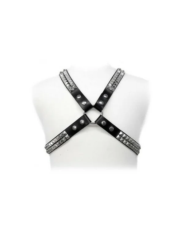 LEATHER BODY PYRAMID STUD HARNESS