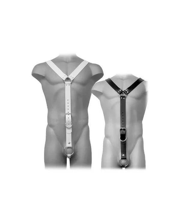 LEATHER BODY HARNESS MEN BLANCO