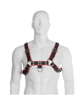 LEATHER BODY CHAIN HARNESS III BLACK / RED