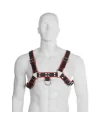 LEATHER BODY CHAIN HARNESS III BLACK RED