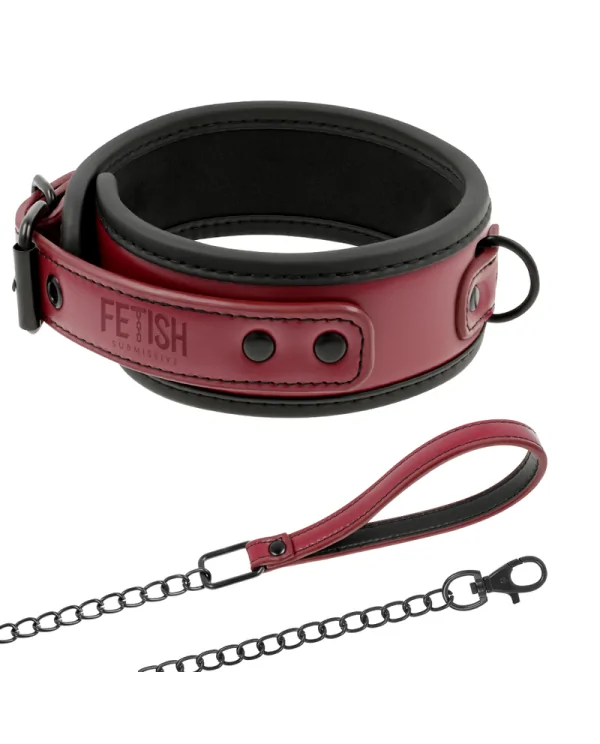 FETISH SUBMISSIVE DARK ROOM COLLAR CON CADENA CON FORRO DE NEOPRENO