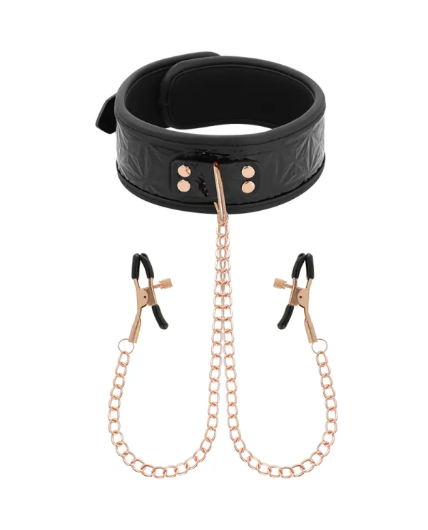 BEGME BLACK EDITION COLLAR CON CADENAS Y PINZAS PEZONES CON FORRO DE NOPRENO