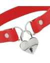 COQUETTE CHIC DESIRE COLLAR CUERO VEGANO ROJO ACCESORIO CORAZoN CON LLAVE