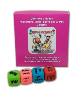 DIABLO PICANTE - JUEGO 4 DADOS PRONOMBRE, VERBO, PARTE DEL CUERPO Y LUGAR