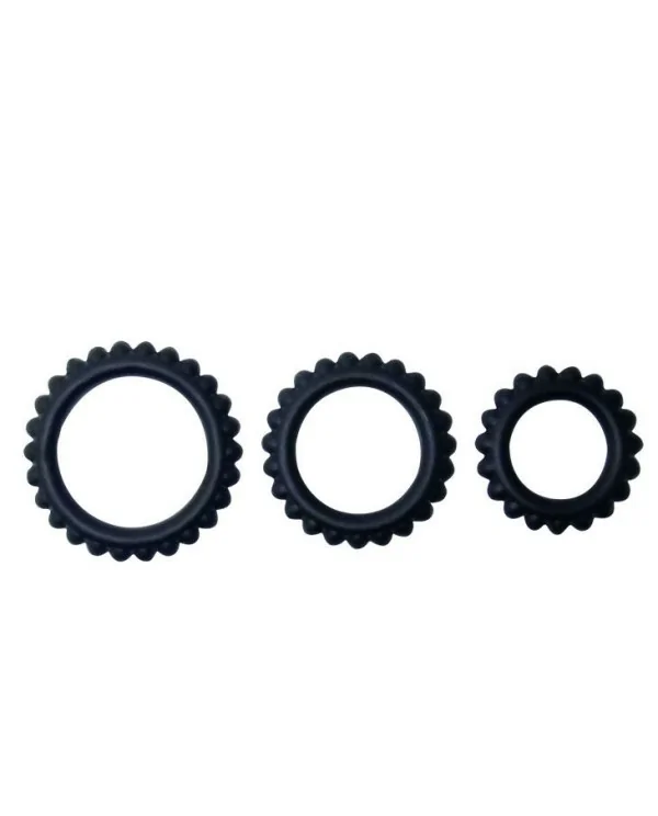 BAILE TITAN SET 3PCS COCK RING BLACK 28 24 19 CM