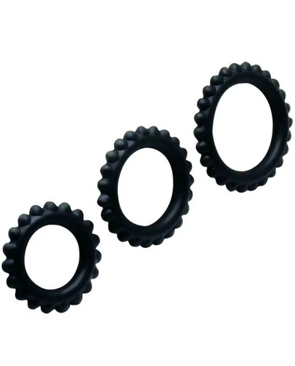 BAILE TITAN SET 3PCS COCK RING BLACK 28 24 19 CM