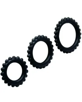 BAILE TITAN SET 3PCS COCK RING BLACK 2.8 + 2.4 + 1.9 CM