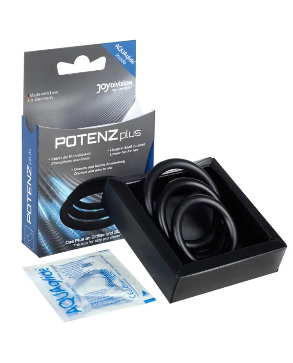 POTENZPLUS KIT DE 3 ANILLOS PARA EL PENE S M L NEGRO