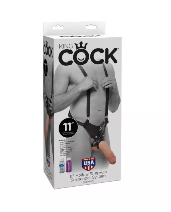 STRAP ON CON DILDO HUECO 28 CM Y TIRANTES COLOR CARNE