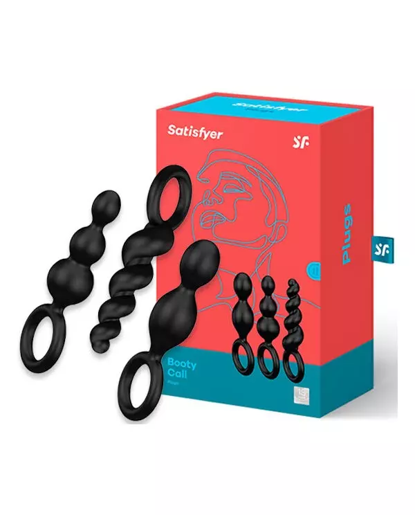 SATISFYER ANAL PLUGS SET 3PCS BLACK