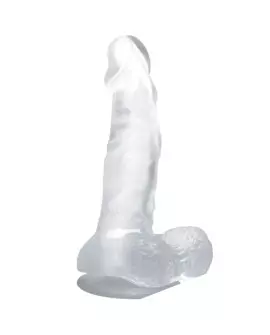 BAILE DILDO REALISTICO CON VENTOSA Y TESTICULOS 16.7 CM TRANSPARENTE