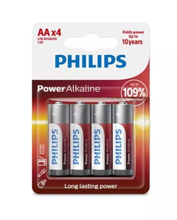 PHILIPS POWER ALKALINE PILA AA LR6 BLISTER4