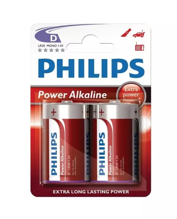 PHILIPS POWER ALKALINE PILA D LR20 BLISTER2