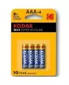 KODAK MAX SUPER PILA ALCALINA AAA LR03 BLISTER4