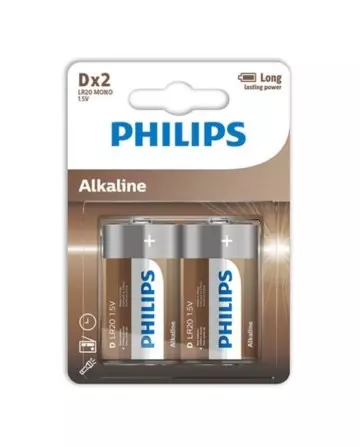 PHILIPS ALKALINE PILA D LR20 BLISTER2