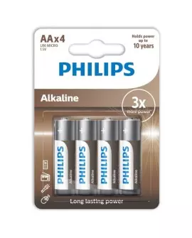 PHILIPS ALKALINE PILA AA LR6 BLISTER*4