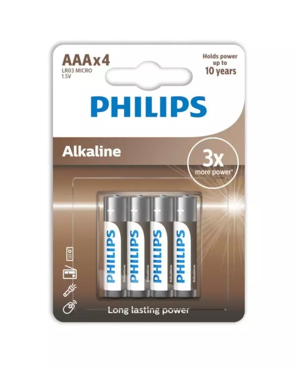 PHILIPS ALKALINE PILA AAA LR03 BLISTER4