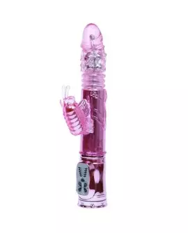 VIBRADOR RECARGABLE CON ROTACION Y ESTIMULADOR THROBBING BUTTERFLY