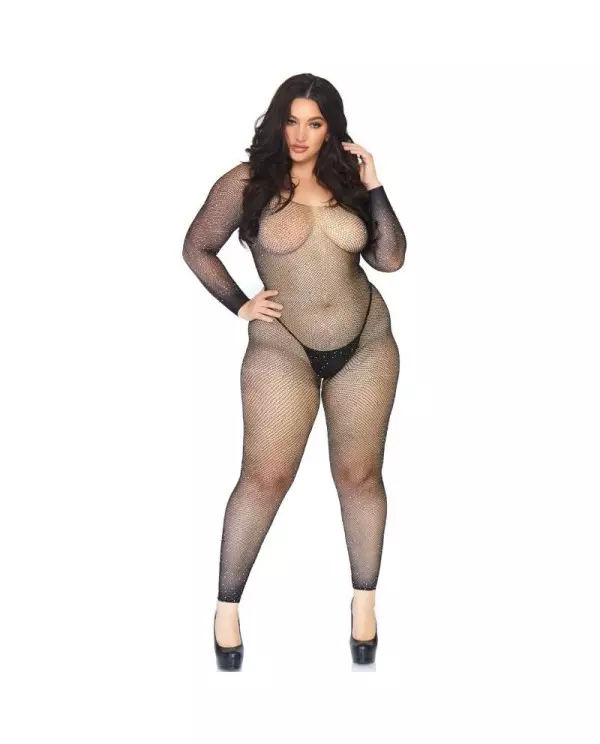 LEG AVENUE BODYSTOCKING EN RED CON BRILLANTE 1X 2X