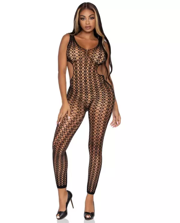 LEG AVENUE LATTICE NET BODYSTOCKING ONE SIZE