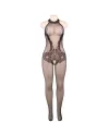 QUEEN LINGERIE BODYSTOCKING CON ABERTURA Y ENCAJE FLORAL S L