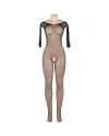 QUEEN LINGERIE BODYSTOCKING MANGA LARGA CON BRILLANTES S L