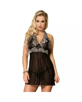 SUBBLIME BABYDOLL CON BORDADOS FLORALES BLANCOS S/M