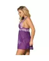 SUBBLIME BABYDOLL LILA CON BORDADOS FLORALES BLANCOS S M