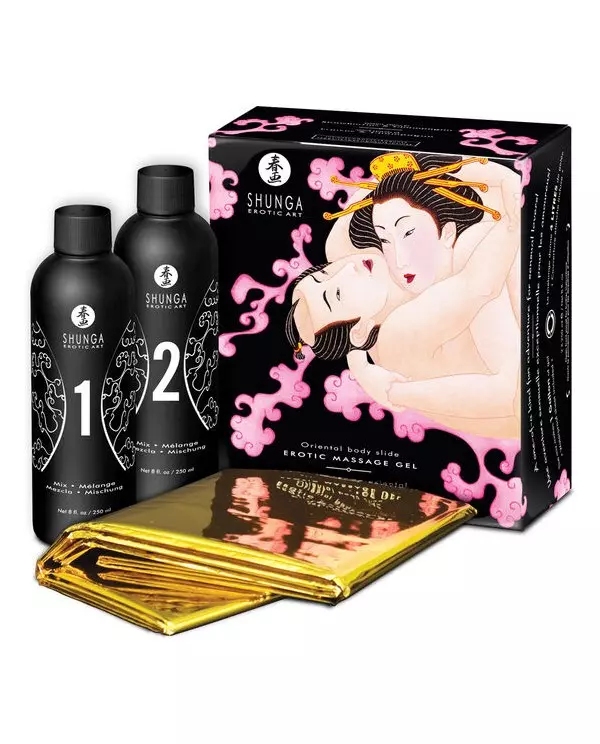 SHUNGA GEL DE MASAJE EROTICO CUERPO A CUERPO ORIENTAL FRESAS Y CHAMPAGNE