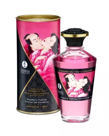 SHUNGA ACEITE MASAJE EFECTO CALOR SABOR INTENSO FRAMBUESA 100 ML