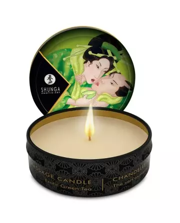 SHUNGA MINI CARESS BY CANDELIGHT VELA MASAJE Te VERDE 30ML