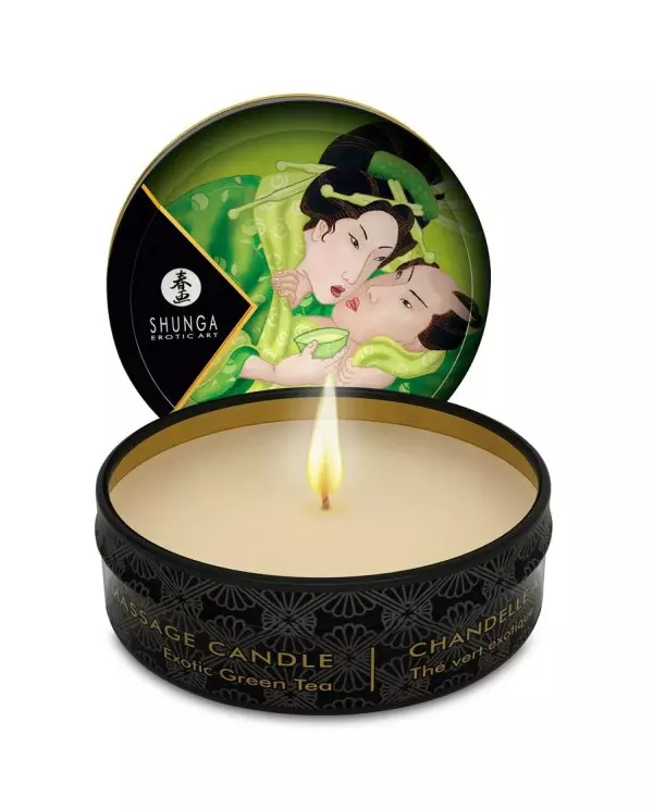 SHUNGA MINI CARESS BY CANDELIGHT VELA MASAJE Te VERDE 30ML