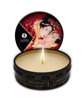 SHUNGA MINI CARESS BY CANDELIGHT VELA MASAJE FRESA Y CHAMPAGNE 30ML