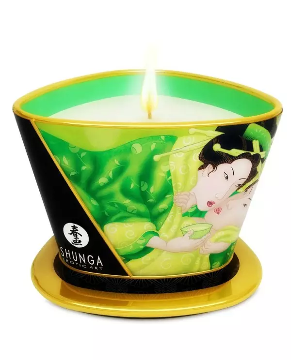 SHUNGA MINI CARESS BY CANDELIGHT VELA MASAJE Te VERDE 170ML