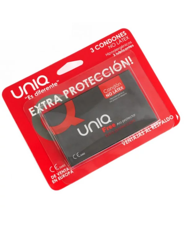 UNIQ FREE PRESERVATIVOS CON ARO PROTECTOR SIN LATEX 3 UNIDADES