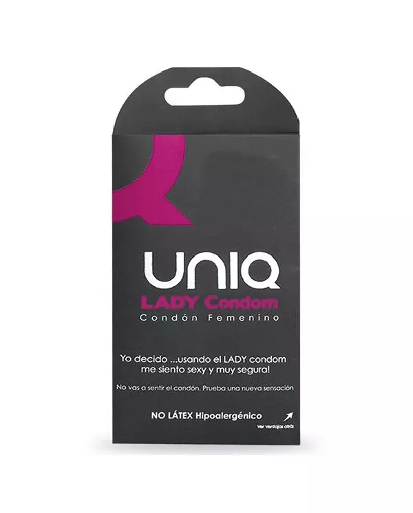 UNIQ LADY CONDOM PRESERVATIVOS FEMENINOS CON LIGUERO SIN LATEX 3 UNIDADES