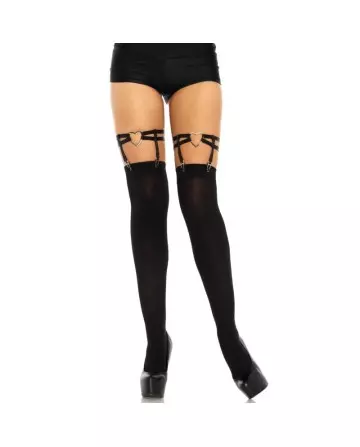 LEG AVENUE LIGAS DOBLES ELASTICAS CON CORAZON TALLA UNICA