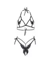 LEG AVENUE SET DOS PIEZAS SUJETADOR Y TANGA DE MARIPOSAS Y PERLAS TALLA UNICA NEGRO