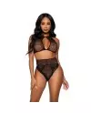 LEG AVENUE SET DOS PIEZAS TOP CORTO CUELLO HALTER Y TANGA TALLA UNICA