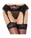 QUEEN LINGERIE TANGA CON LIGUERO NEGRO S M